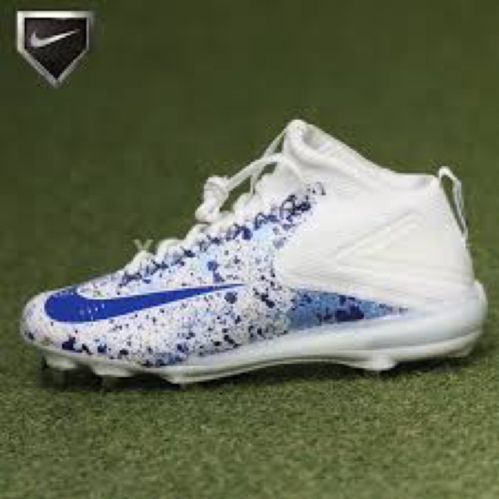Nike force zoom trout 9 pro metal baseball cleats blue white paint‎ mens size 11